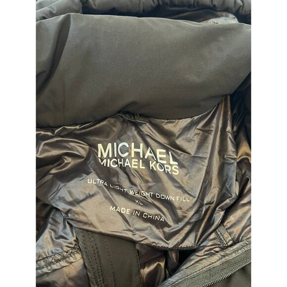 Michael Kors Black Puffer Coat Light Weight Down Fill Jacket Parka XL Women READ - Picture 11 of 16